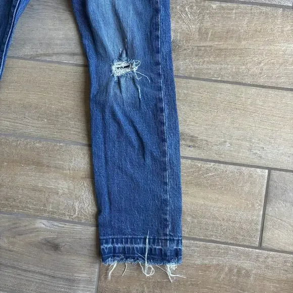 Levi's 501 Men Size 27 Jeans Distressed Button Fly Denim Raw Edge Cropped - Picture 7 of 16